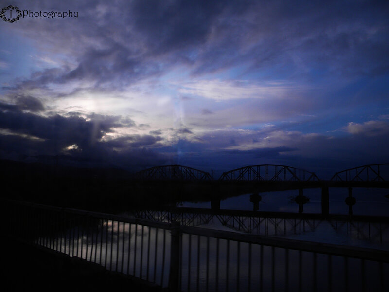 Silhouette of Bridge at Dusk — Blue