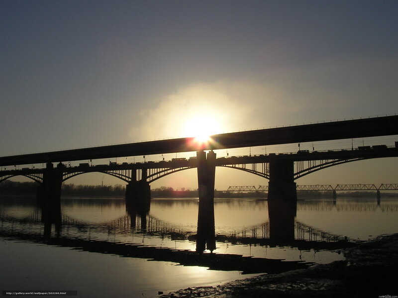 Silhouette of Bridge at Sunset — Blue, Dramatic