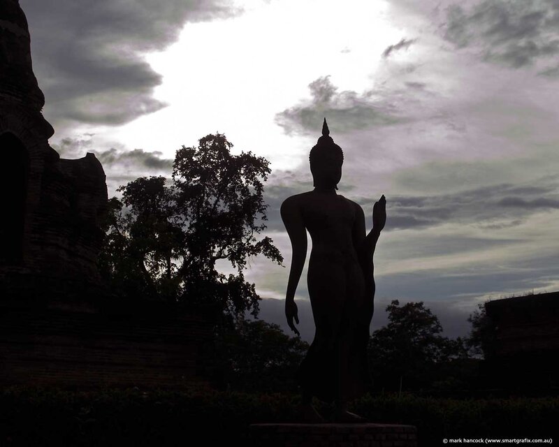 Silhouette of Buddha statue