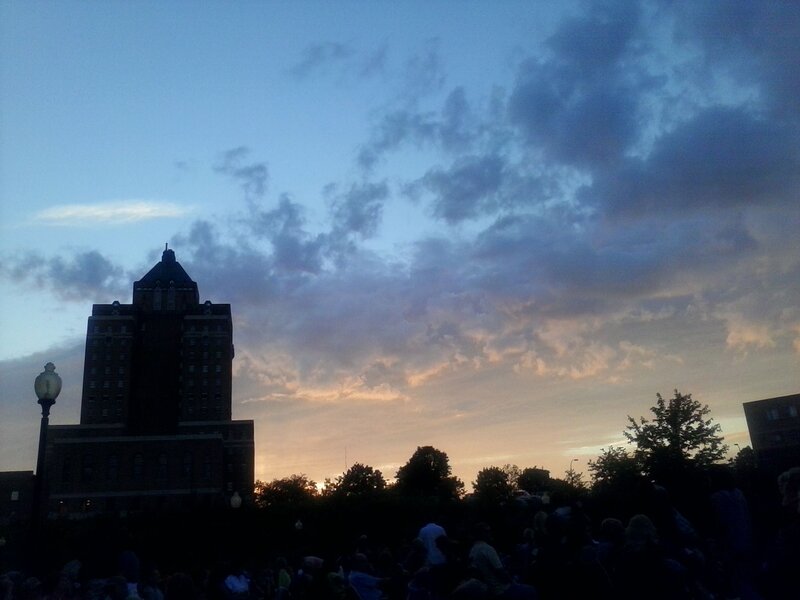 Silhouette of Building and Crowd