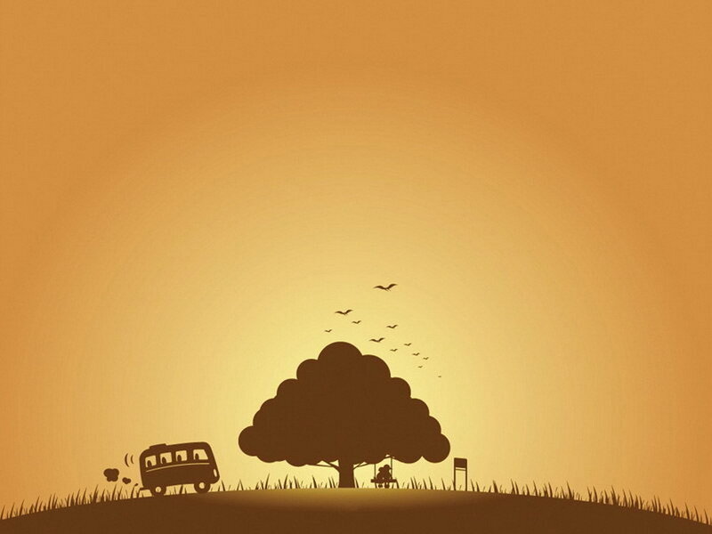 Silhouette of Bus and Tree