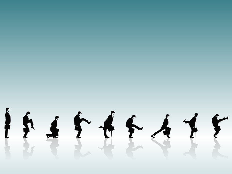 Silhouette of Businessman — Black, Minimalist, Vector Art, Briefcase, Suit, Reflection