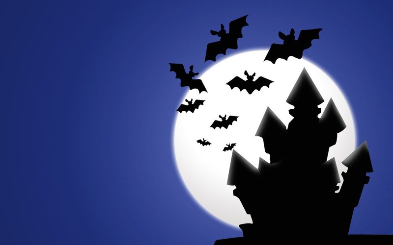 Silhouette of Castle and Bats