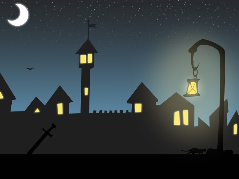 Silhouette of Castle at Night — Black