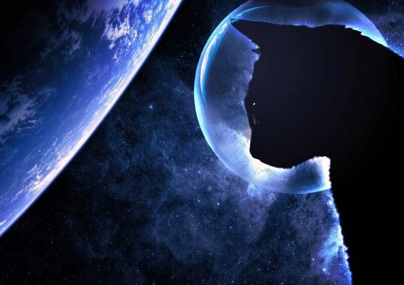Silhouette of Cat in Space — Blue