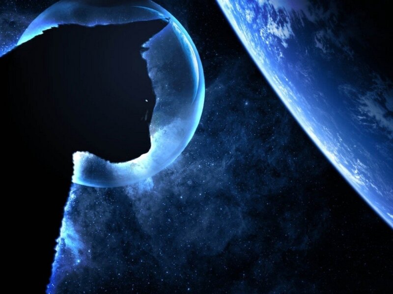 Silhouette of Cat in Space