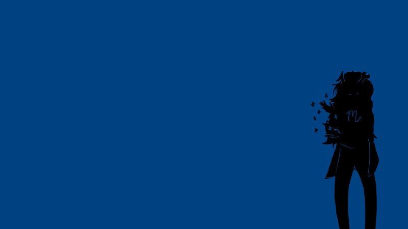 silhouette of character on blue background