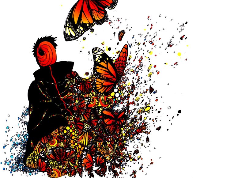 Silhouette of Character with Butterflies