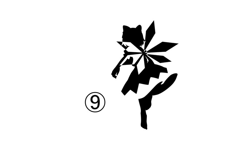 silhouette of character with number nine