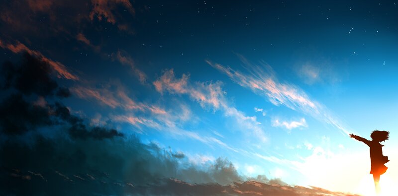 Silhouette of Child — Blue, Serene