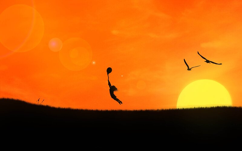 Silhouette of Child Jumping