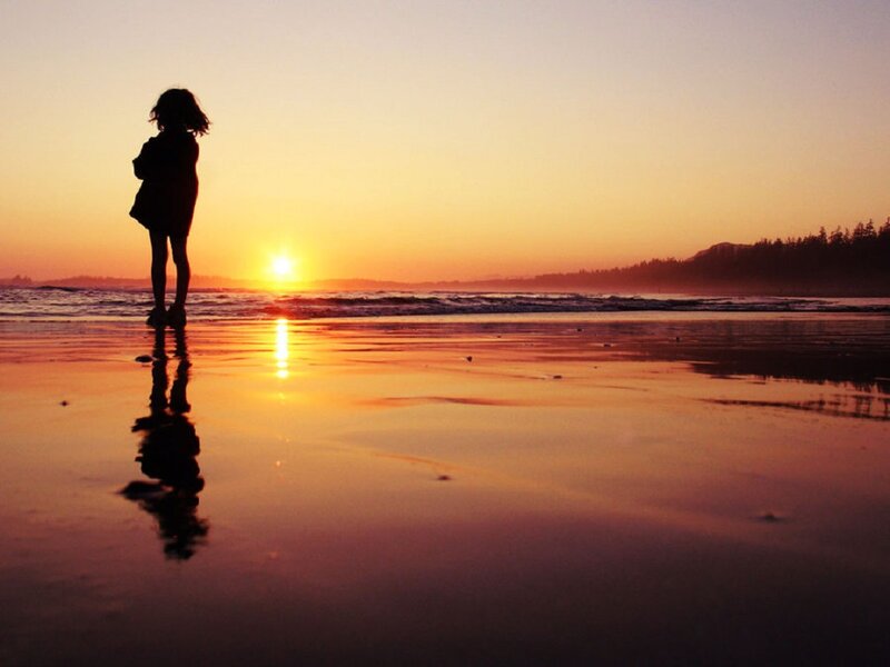 Silhouette of Child on Beach — Orange