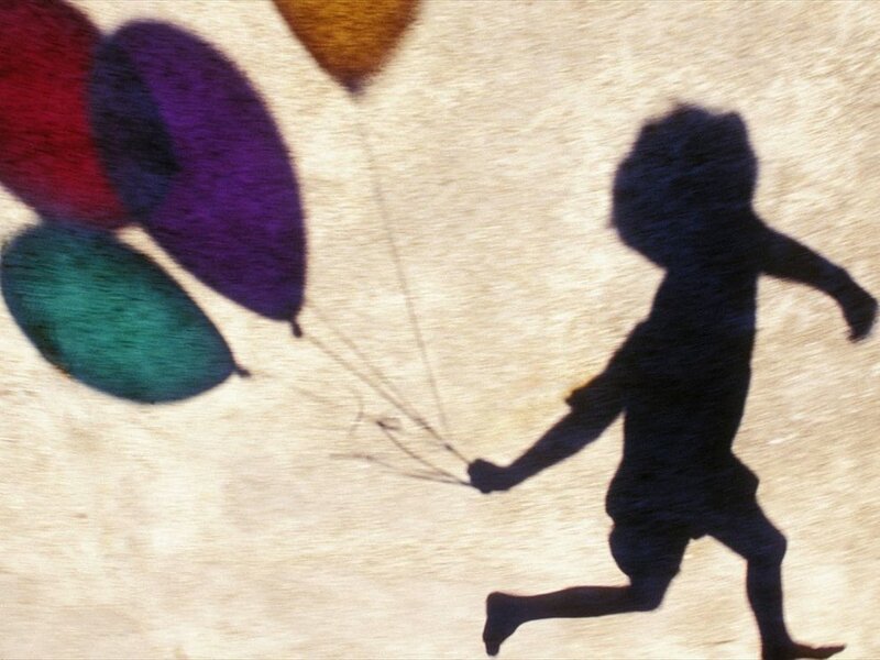 Silhouette of Child Running — Black