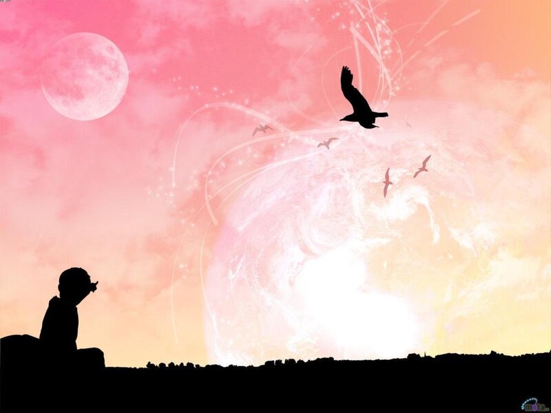 Silhouette of Child Sitting