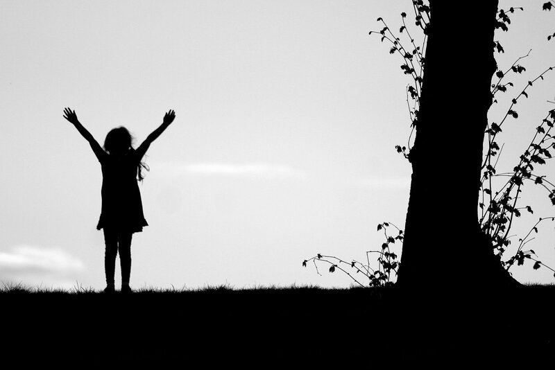 Silhouette of Child Standing — Black