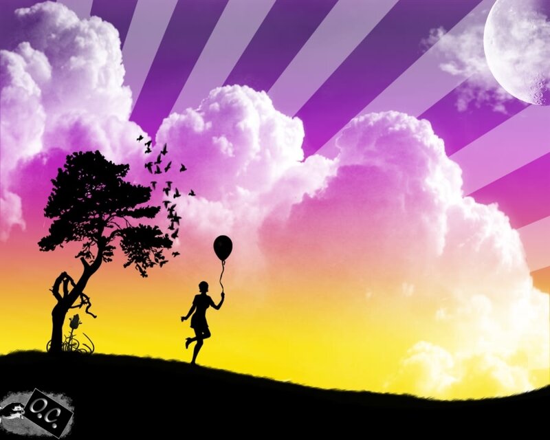 Silhouette of child with balloon