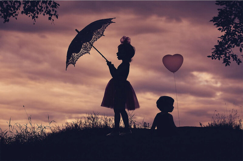 Silhouette of Children — Purple