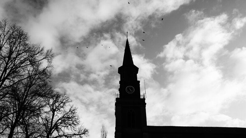 Silhouette of church steeple