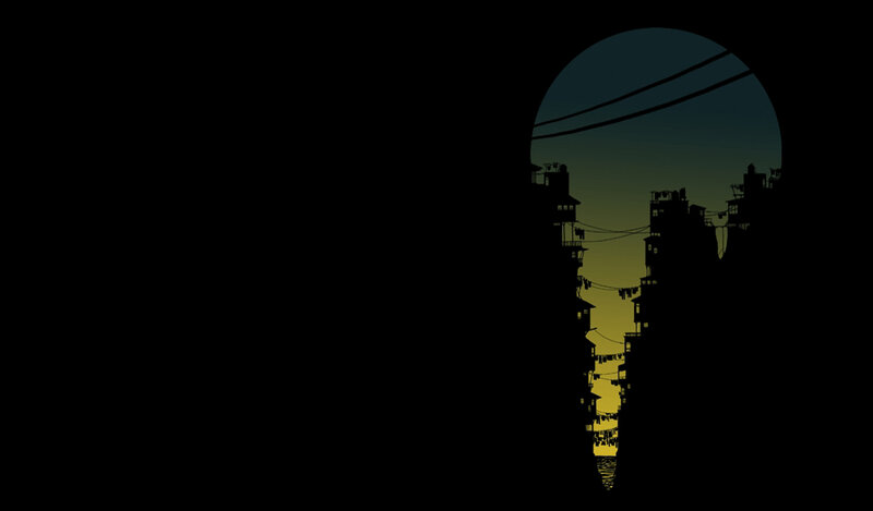 silhouette of city at dusk