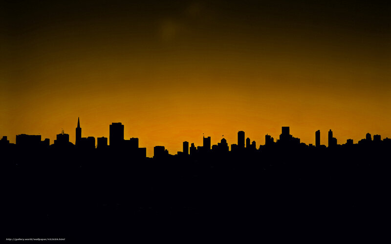 Silhouette of City Skyline — Black, Dramatic