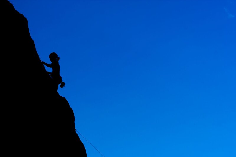 Silhouette of Climber — Blue