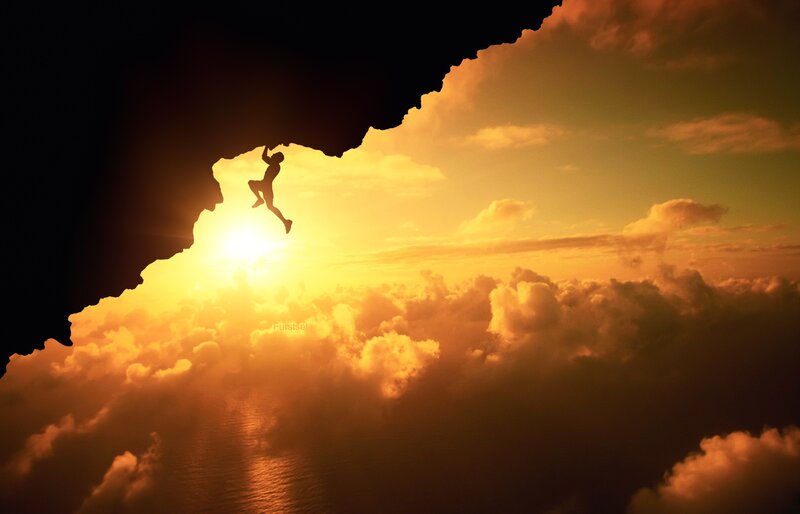 Silhouette of Climber — Orange