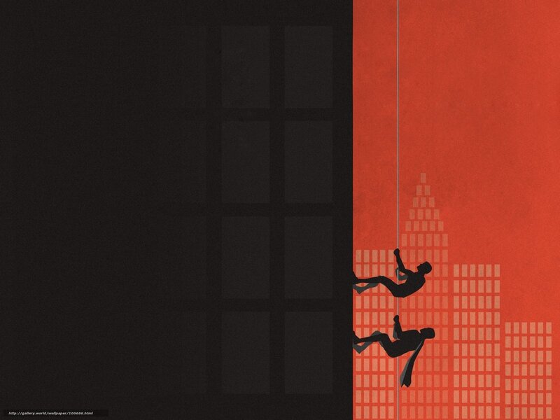 Silhouette of climbers on building