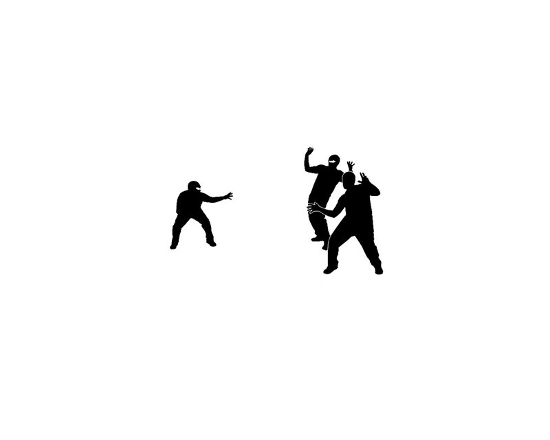 silhouette of combat scene