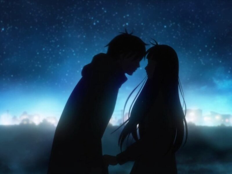 Silhouette of Couple — Blue, Romantic
