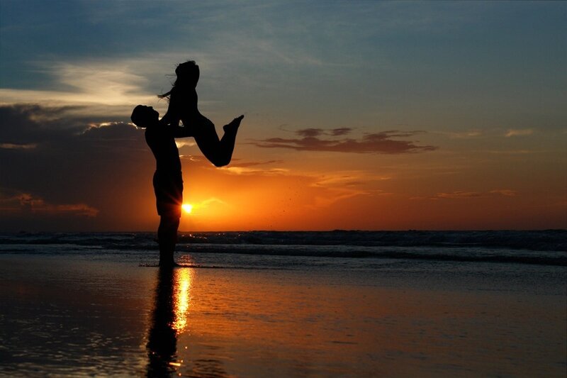 Silhouette of Couple on Beach