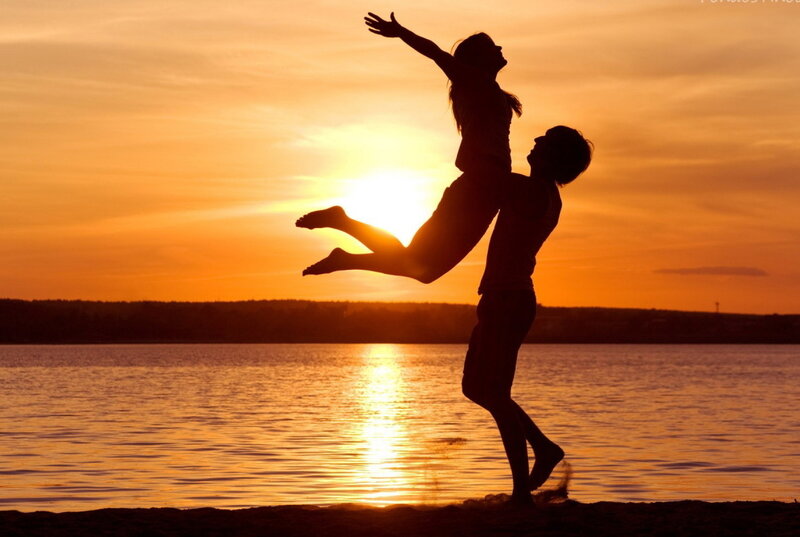 Silhouette of Couple — Orange