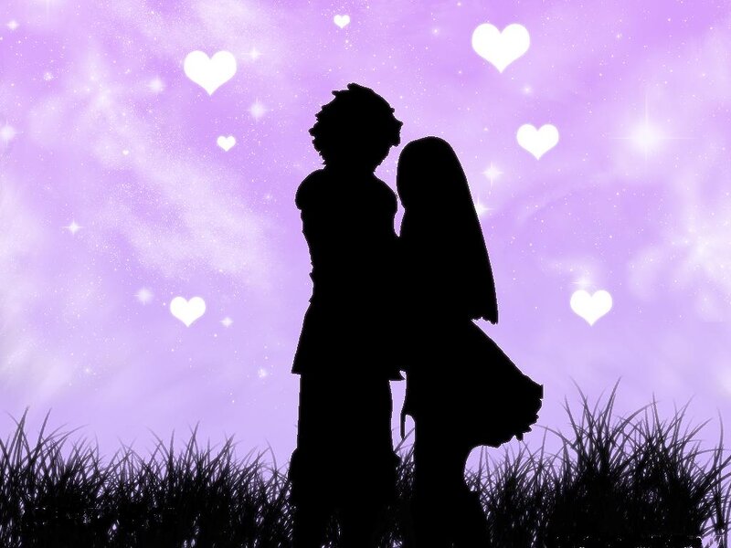 Silhouette of Couple — Purple, Romantic