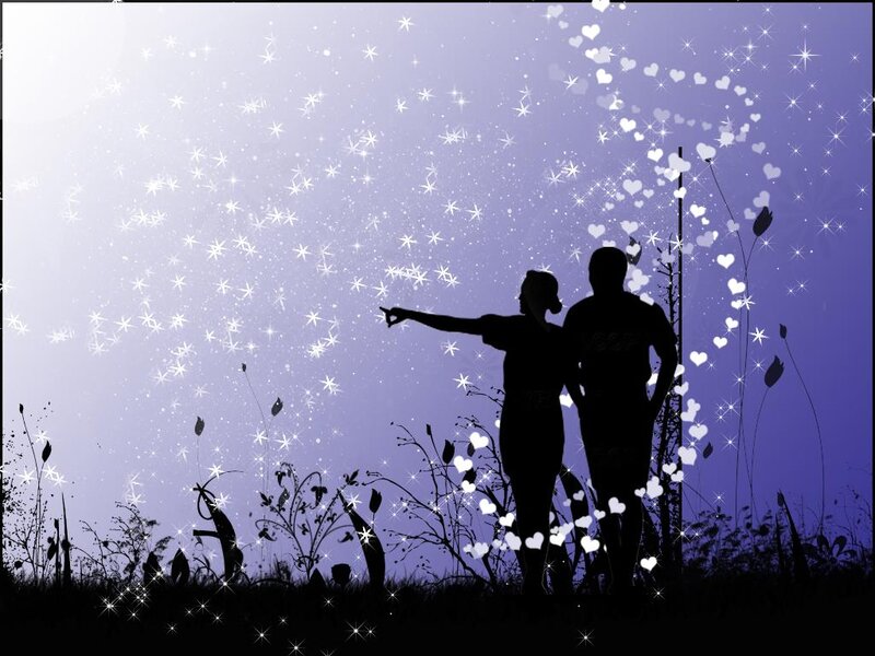 Silhouette of Couple — Purple