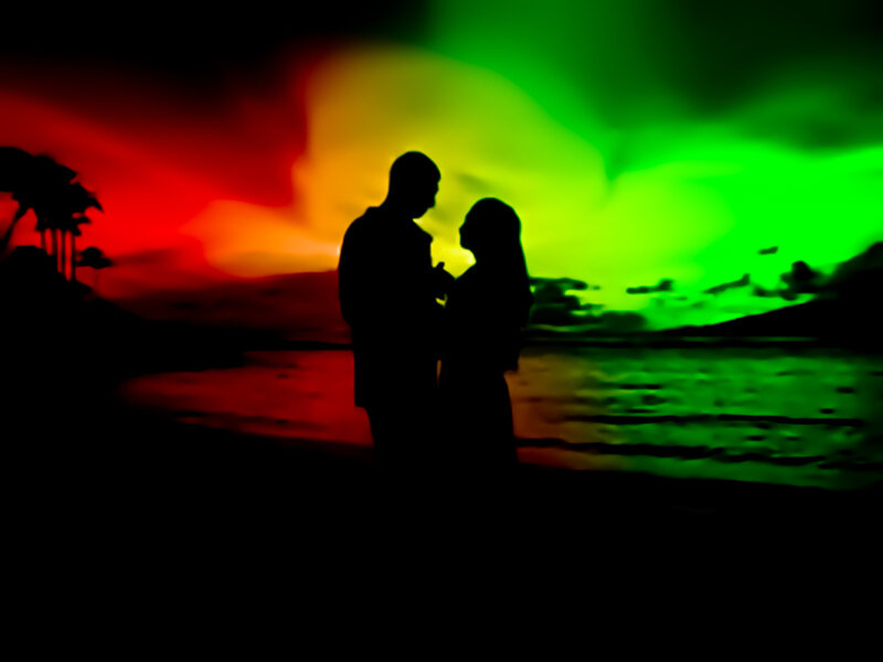 Silhouette of Couple — Red