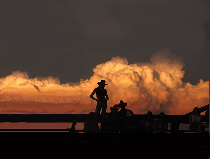 Silhouette of Cowgirl — Orange