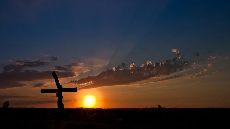 Silhouette of Cross — Blue, Dramatic