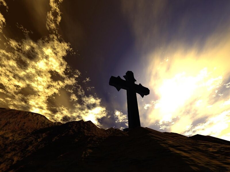 Silhouette of Cross on Hill — Black, Dramatic