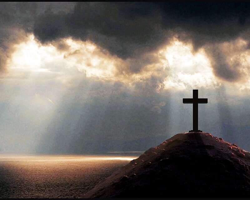 Silhouette of Cross on Hill — Black