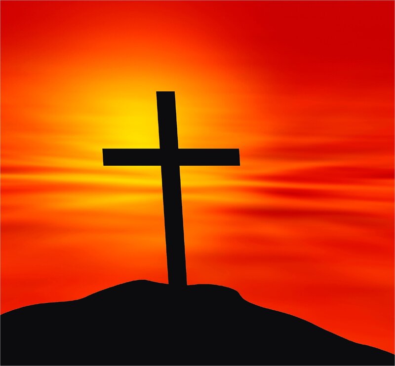 Silhouette of Cross — Red, Dramatic