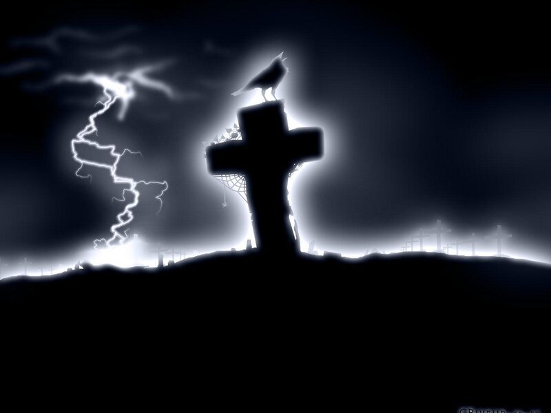 Silhouette of Cross with Crow