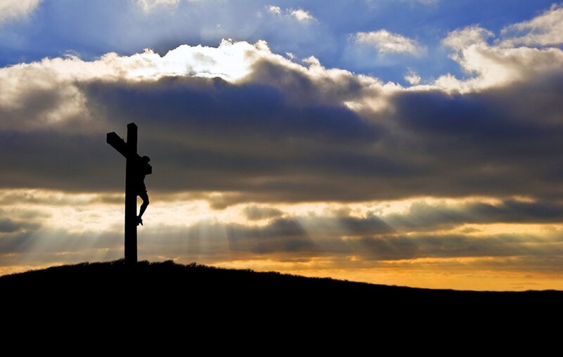 Silhouette of Crucifix — Blue