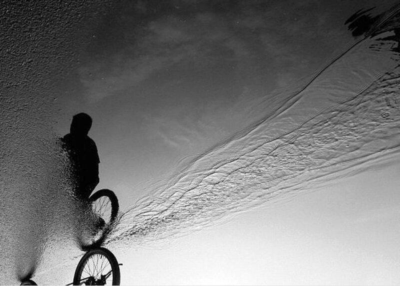Silhouette of Cyclist — Black