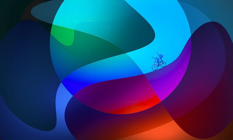 Silhouette of Cyclist — Blue, Dynamic