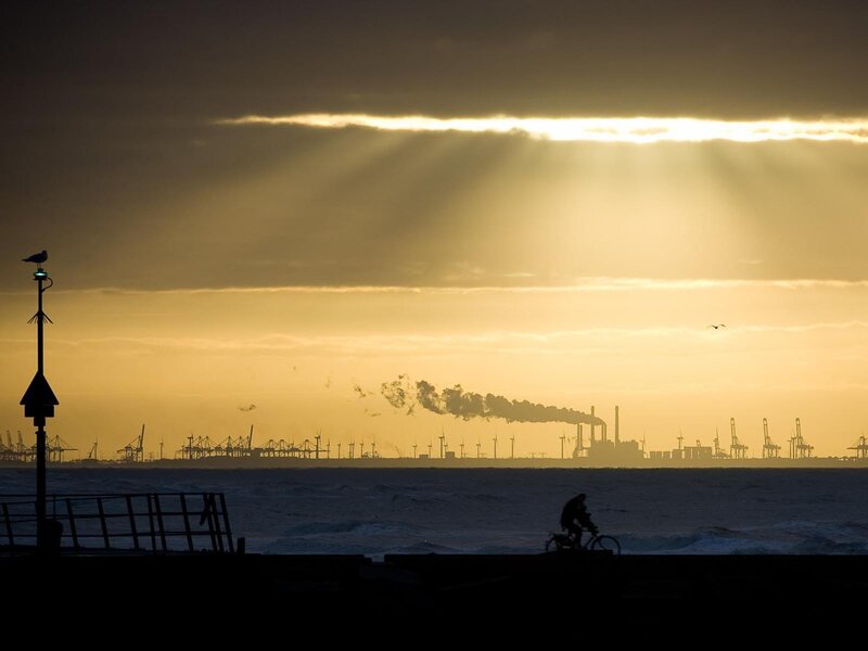 Silhouette of Cyclist — Yellow
