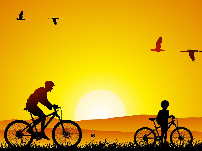 Silhouette of Cyclists