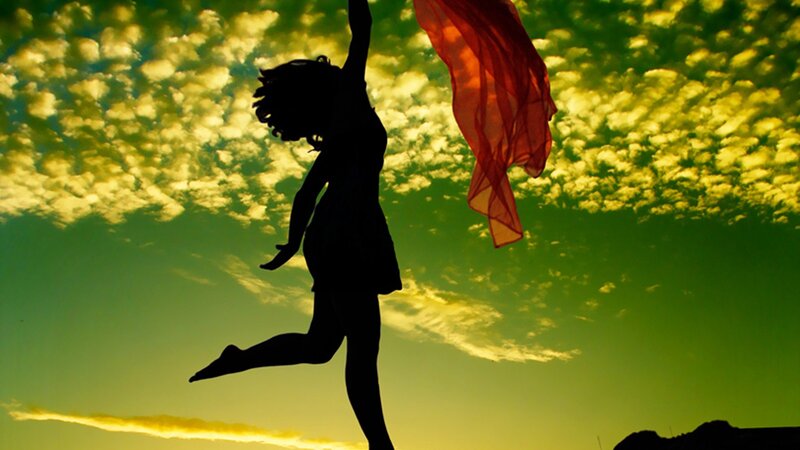 silhouette of dancer at sunset