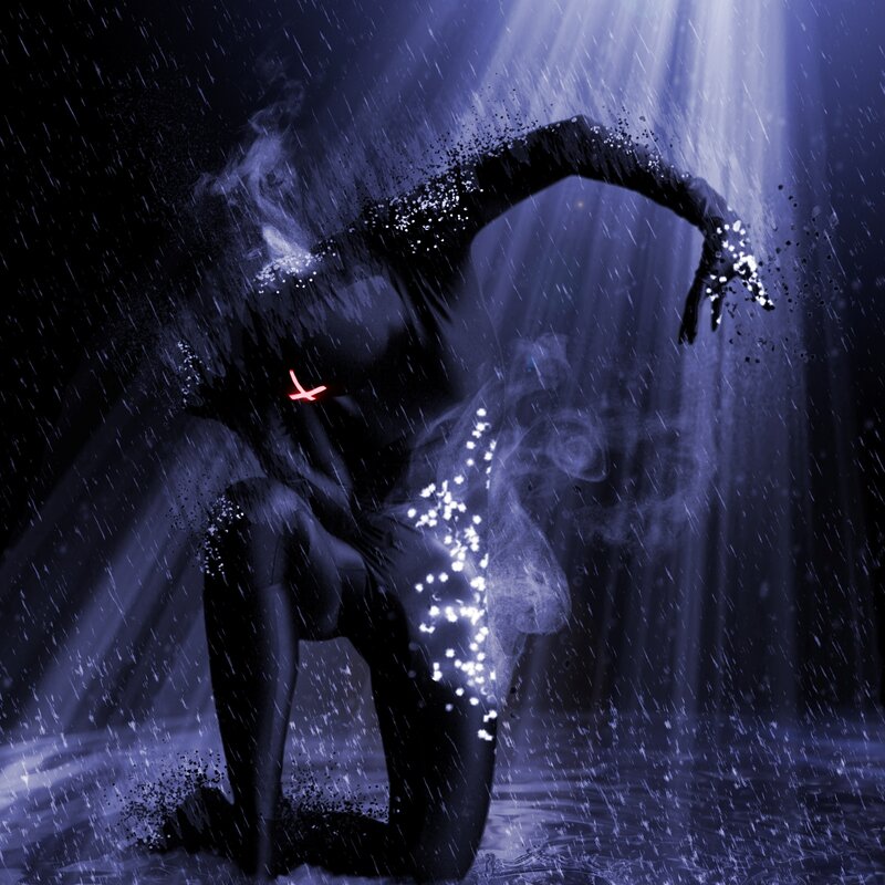 Silhouette of Dancer in Rain