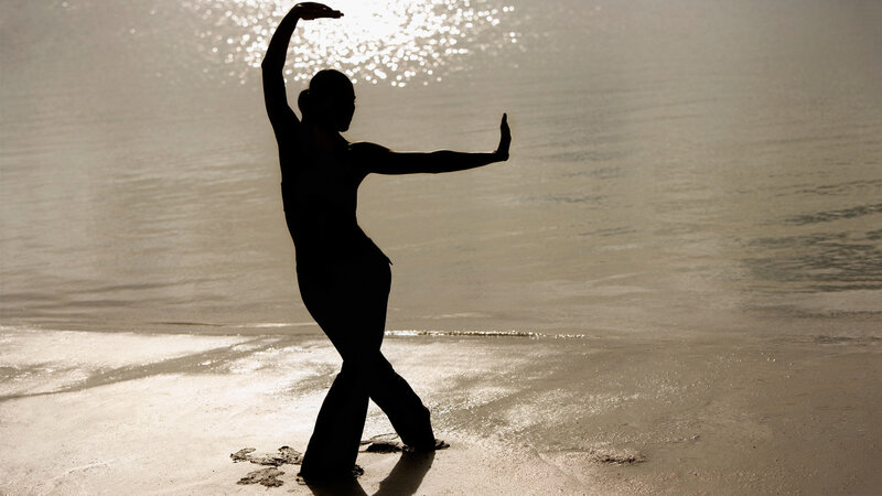 Silhouette of Dancer on Beach — Black