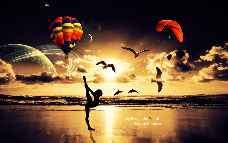 Silhouette of Dancer on Beach — Gold