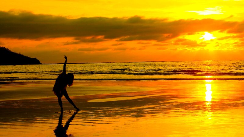 Silhouette of Dancer on Beach — Yellow